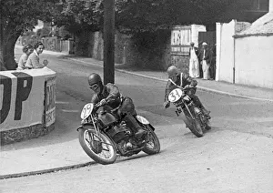Ted Mellors (Velocette) and J H Crasher White (Norton) 1937 Junior TT