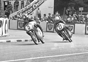 Tommy Robb (Suzuki) and Chris Walpole (Honda) 1967 50cc TT