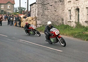 Images Dated 8th August 2021: Tony Dawson (Bultaco) and Alan Rawlinson (Ducati) 1969 Southern 100