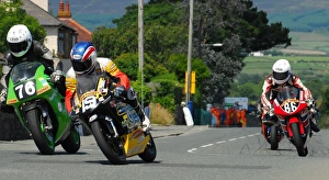 Adam Mclean Gallery: Tony Limer (Kawasaki) and Paul Robinson (Honda) and Adam McLean (Honda) 2016 Southern 100