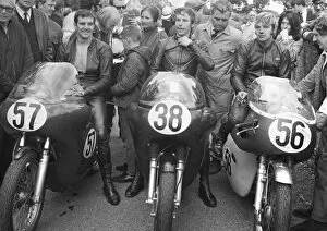 Roger Sutcliffe Collection: Winners enclosure 1970 Senior Manx Grand Prix