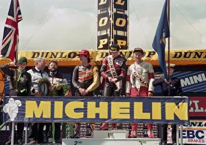 Steve Hislop Collection: Winners rostrum 1987 Formula Two TT